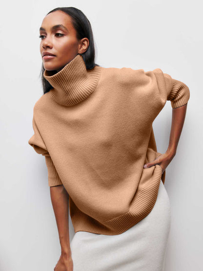 Women's Oversized Mock Neck Sweater Casual Fall Winter