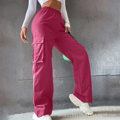 Women's High Waist Wide Leg Cargo Pants Loose Fit Trousers