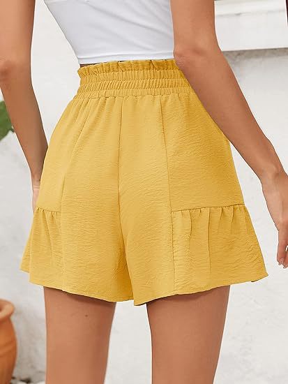 Women's High-Waisted Ruffle Shorts – Tie Waist Summer Beachwear