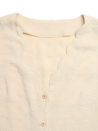 Solid V-Neck Flutter Sleeve Blouse Casual Everyday Top
