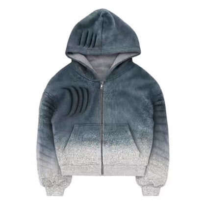 Oversized Ombre Zip Up Hoodie Heavyweight Jacket