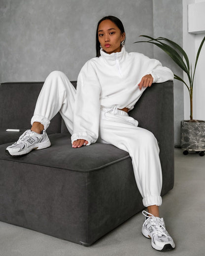 Women's Oversized Fleece Zip Sweatsuit 2 Piece Lounge Set