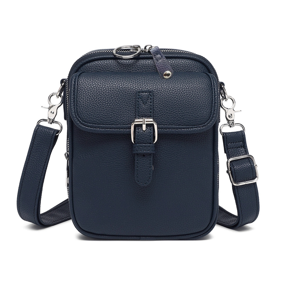Vintage PU Crossbody Messenger Bag with Front Pocket