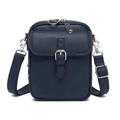 Vintage PU Crossbody Messenger Bag with Front Pocket