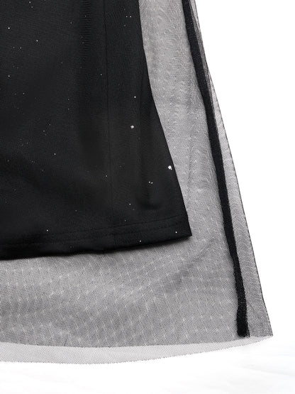 Elegant Black High Waist Maxi Dress for Travel & Party