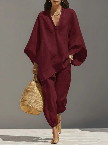 Oversized Woven Shirt & Capri Pants Matching Set