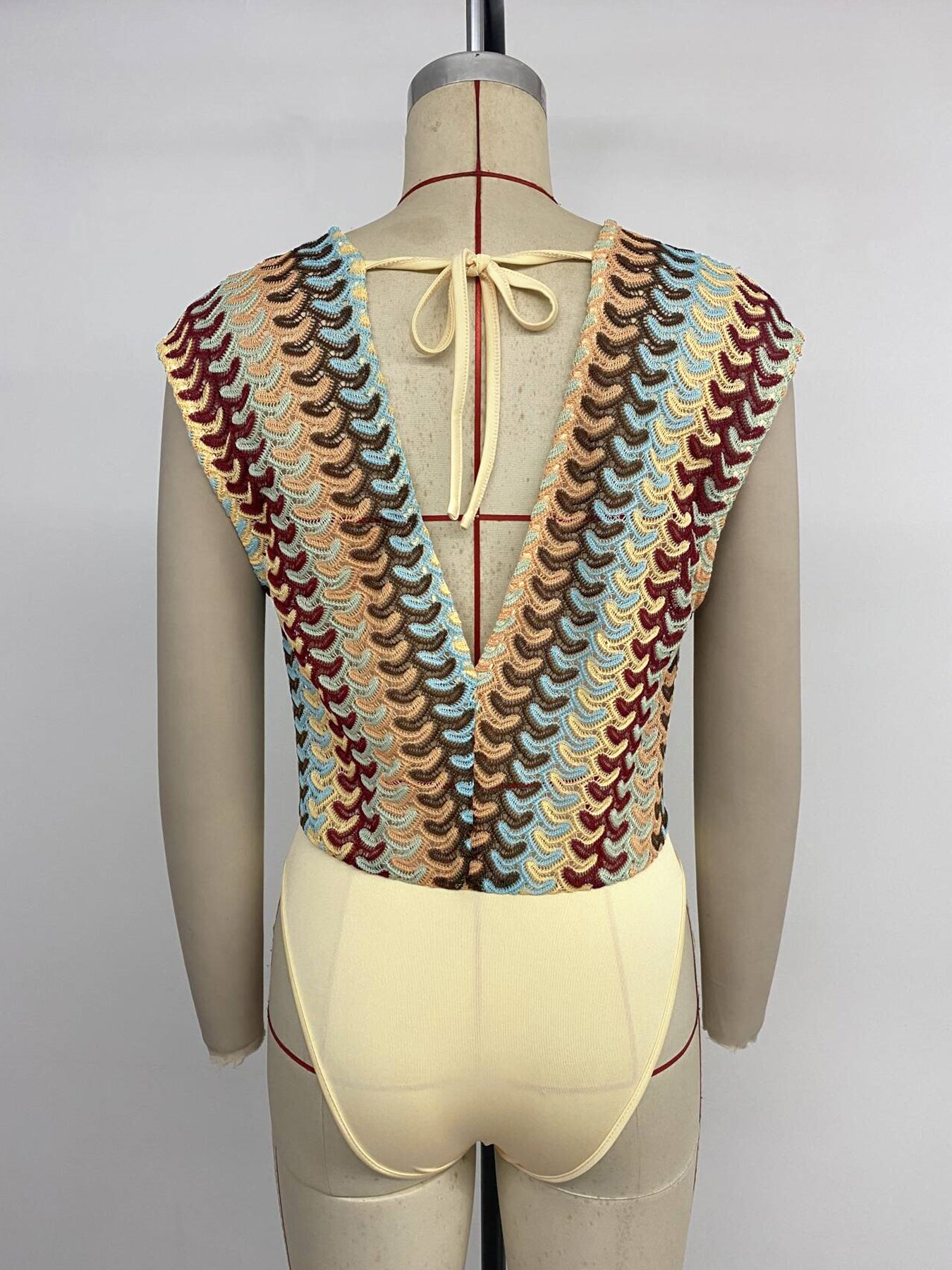 Boho Deep V Crochet Knit Bodysuit Top