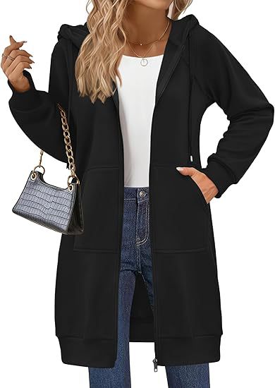 Women's Oversized Long Zip Up Hoodie Jacket