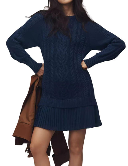 Women's Cable Knit Crew Neck Cashmere Sweater