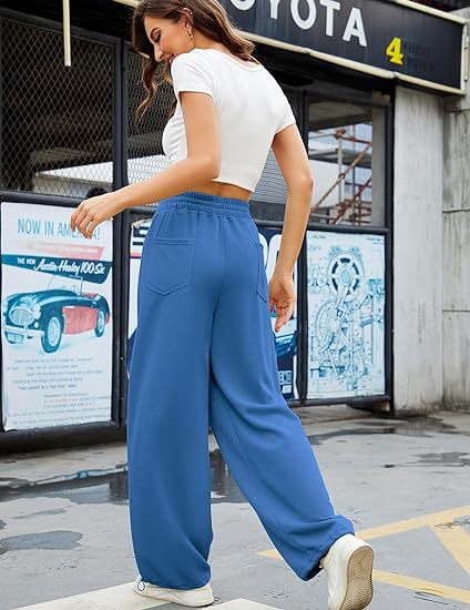 High Waist Drawstring Wide Leg Lounge Pants