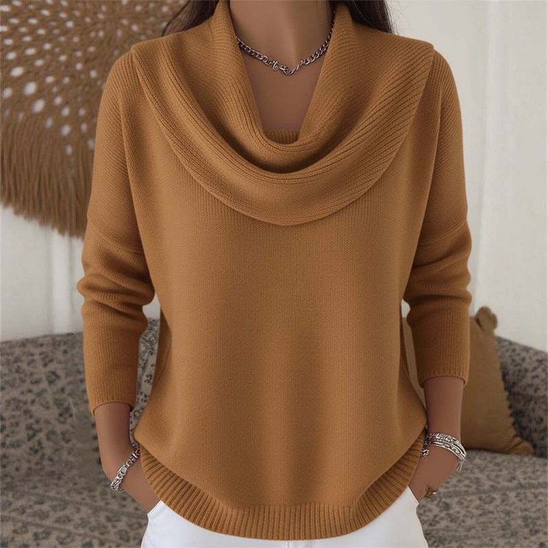 Women's Oversized Cowl Neck Knit Pullover Sweater