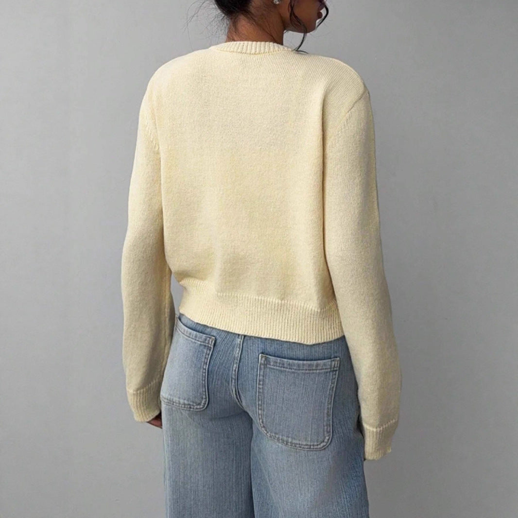Women's Cropped Cardigan Button Front Soft Knit Relaxed Fit