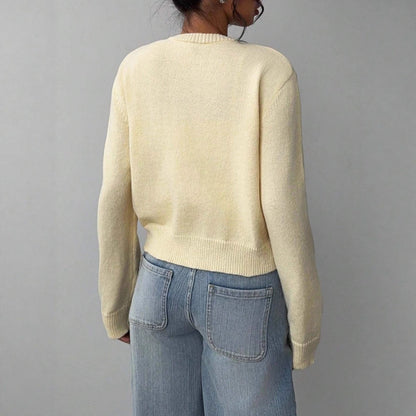 Women's Cropped Cardigan Button Front Soft Knit Relaxed Fit