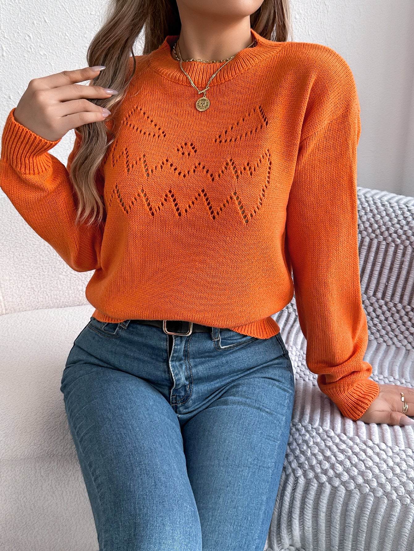 Hollowed Lantern Sleeve Pullover Sweater - Halloween Style
