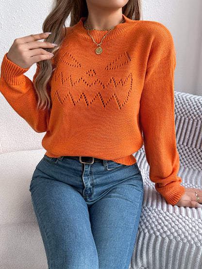 Hollowed Lantern Sleeve Pullover Sweater - Halloween Style