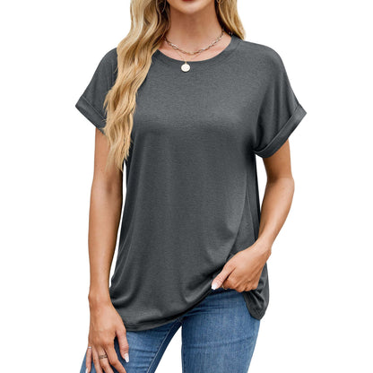 Solid Knit T Shirt Loose Fit Casual Custom Top