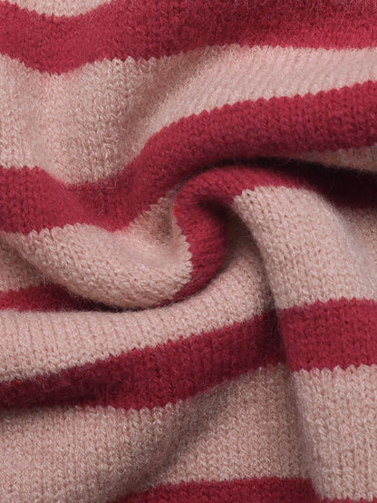 Striped Knit Cardigan Button Front Christmas Sweater