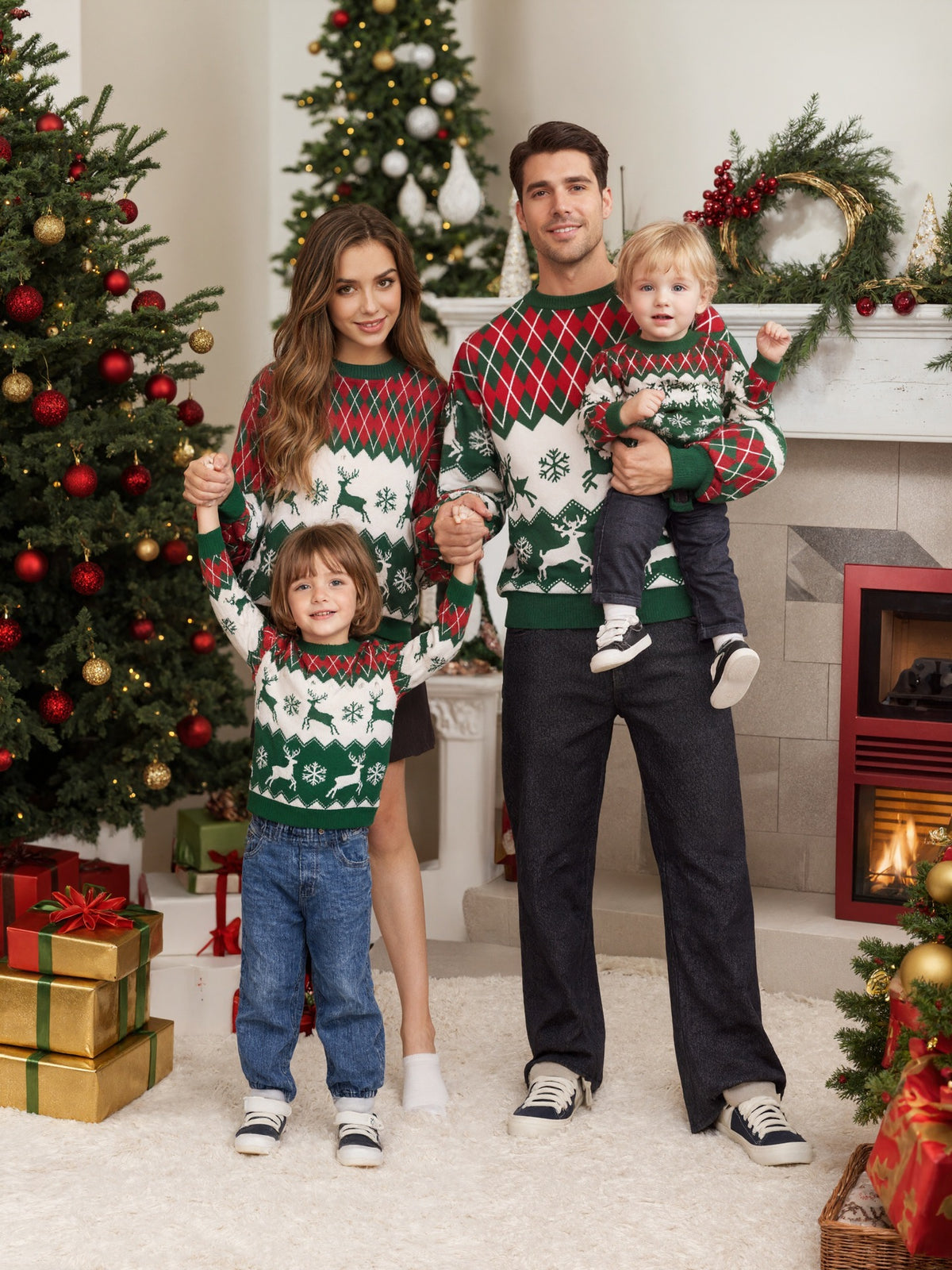 Women's Christmas Reindeer Argyle Sweater