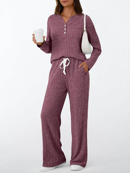 Women's Ribbed Lounge Set Soft Pajama Two-Piece