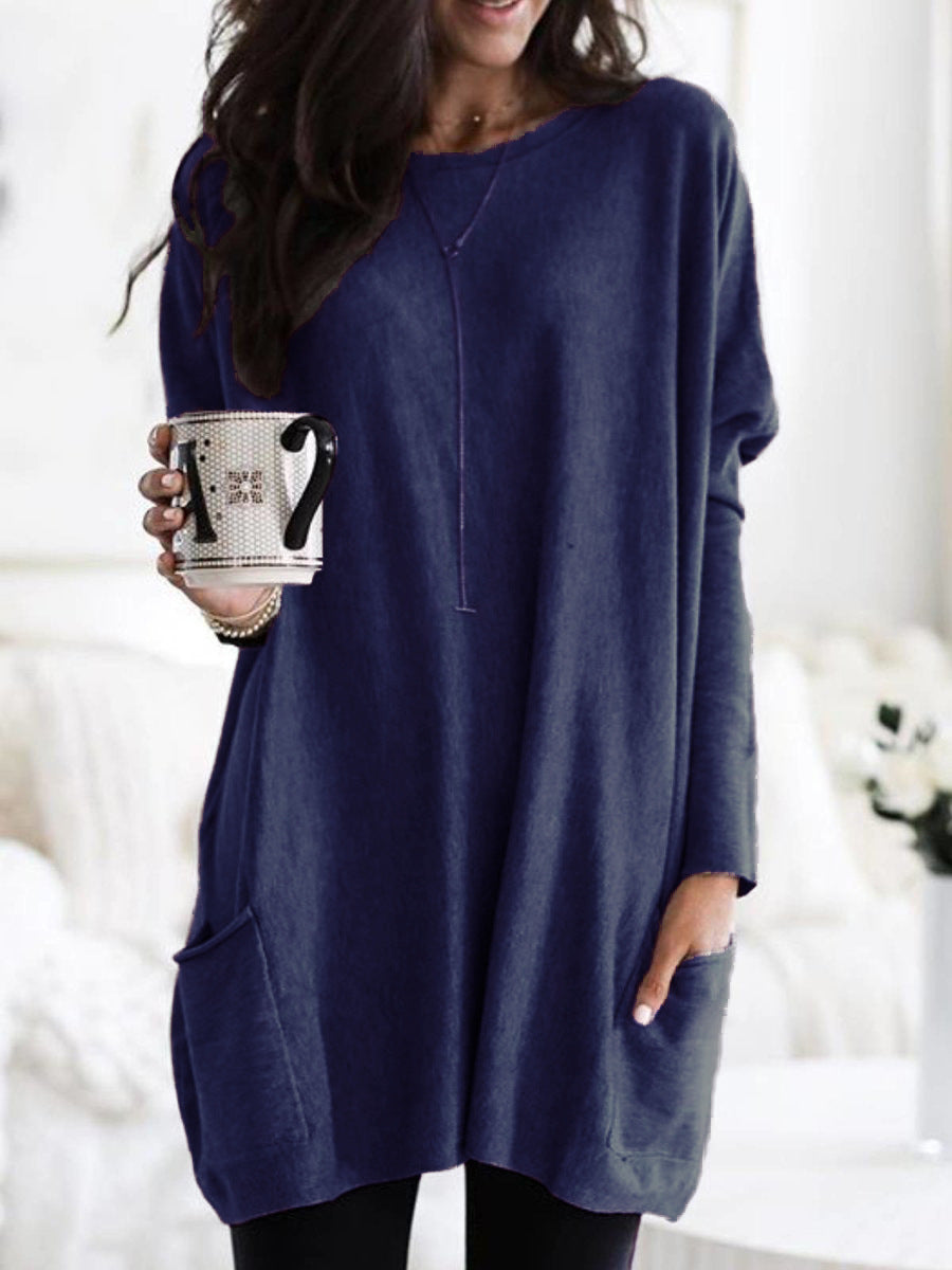 Women's Oversized Long Sleeve Pocket Tunic S-5XL