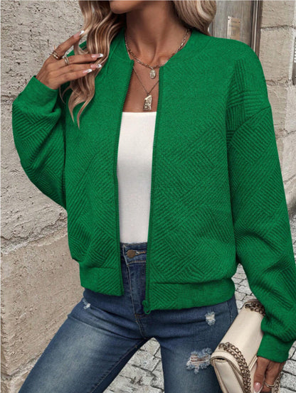Women's Quilted Zip Up Bomber Jacket Casual
