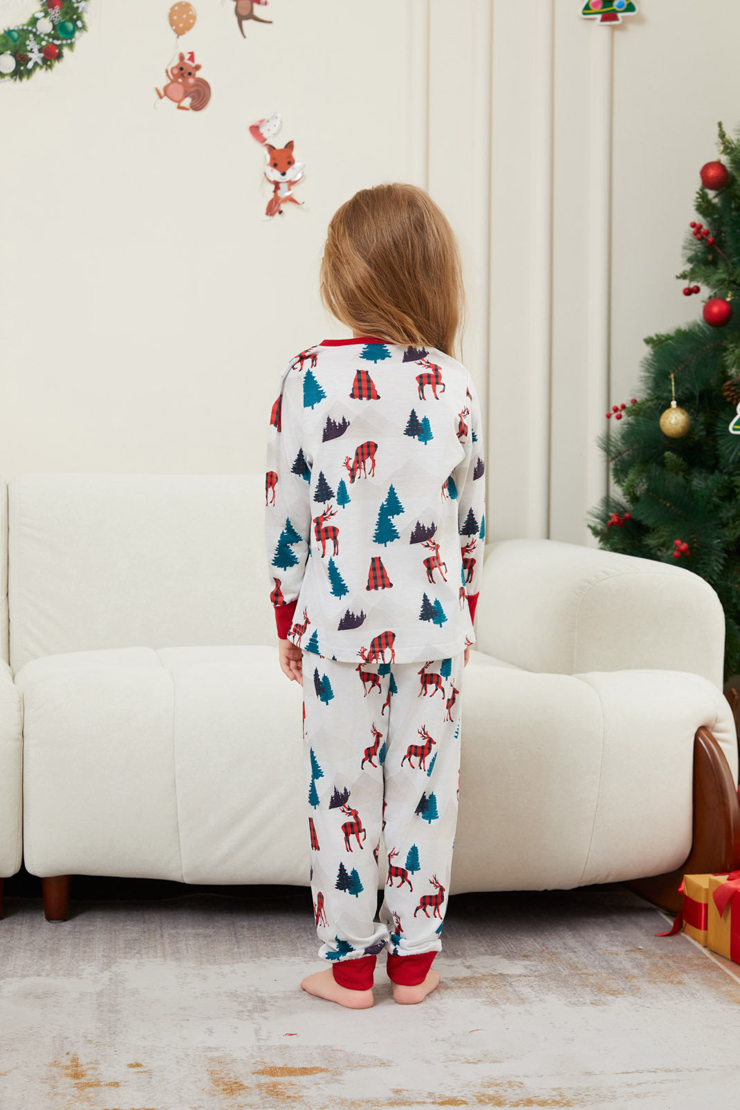 Christmas Tree Deer Full of Flowers Parent-child Dress Printed Christmas Pajamas