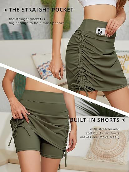 Women's High-Waist Drawstring Yoga Skirt – Summer Beach Sports Skirt