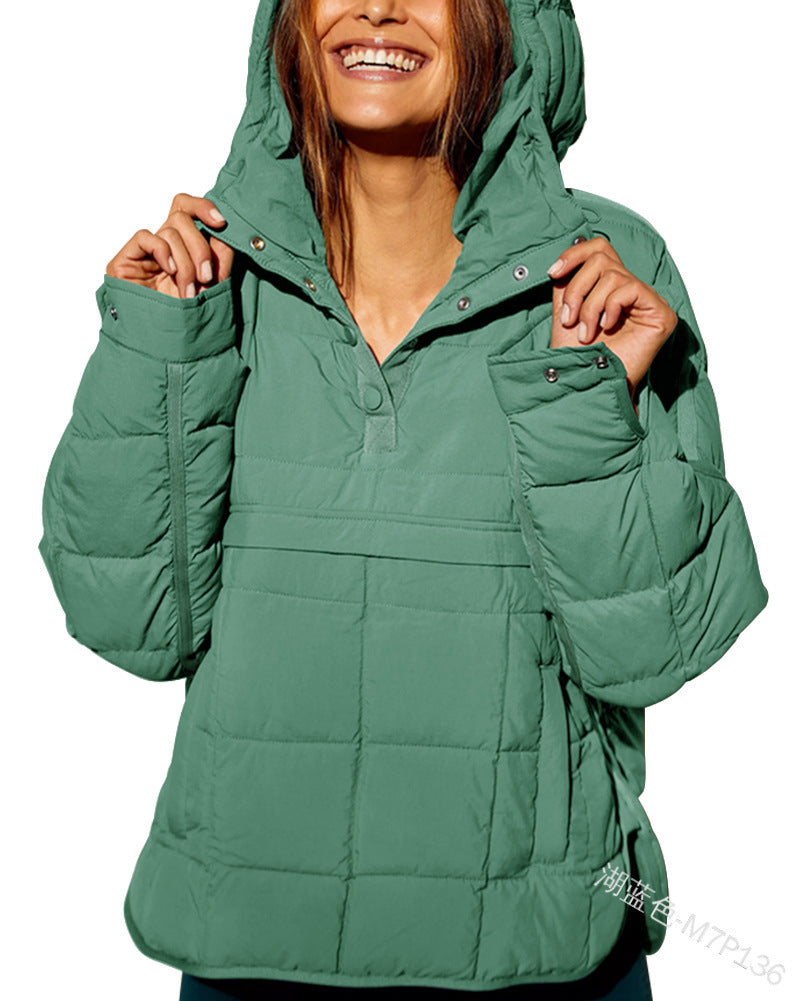Women's Hooded Quilted Pullover Puffer Winter Jacket
