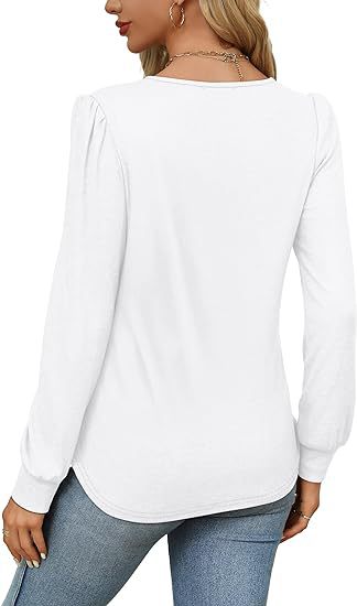 Solid Cotton Pintuck Blouse Long Sleeve Work Top