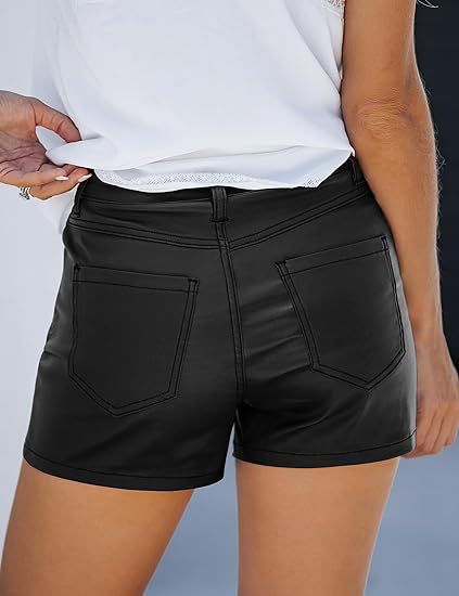 High-Waisted Faux Leather Pocket Shorts for Women - Stylish & Slim Fit