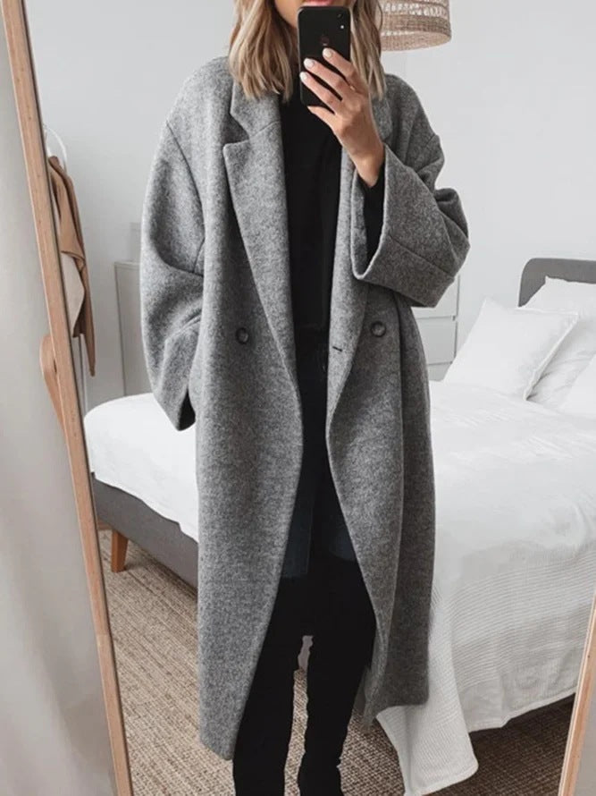 Women's Oversized Long Wool Coat Winter Trench Outerwear