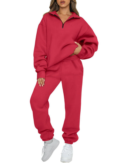 Women's Oversized Half Zip Sweatsuit Jogger Lounge Set