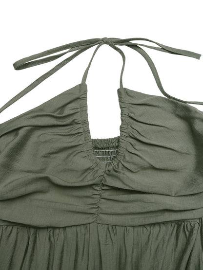 Women's Halter Tiered Maxi Dress Backless Boho Summer Vacation