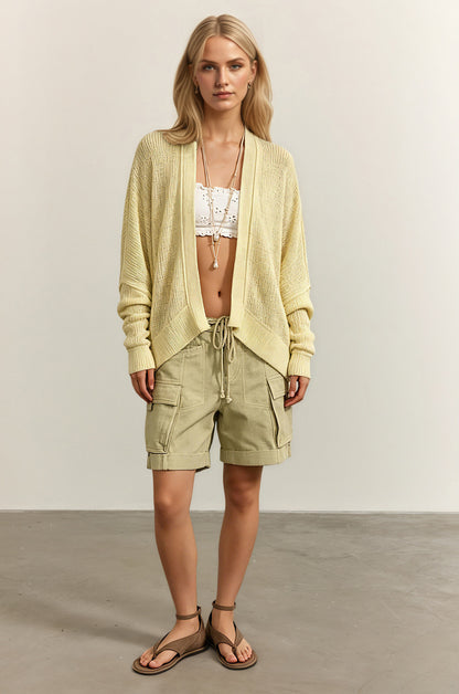 Oversized Knit Cardigan Sweater Open Front Casual Layering