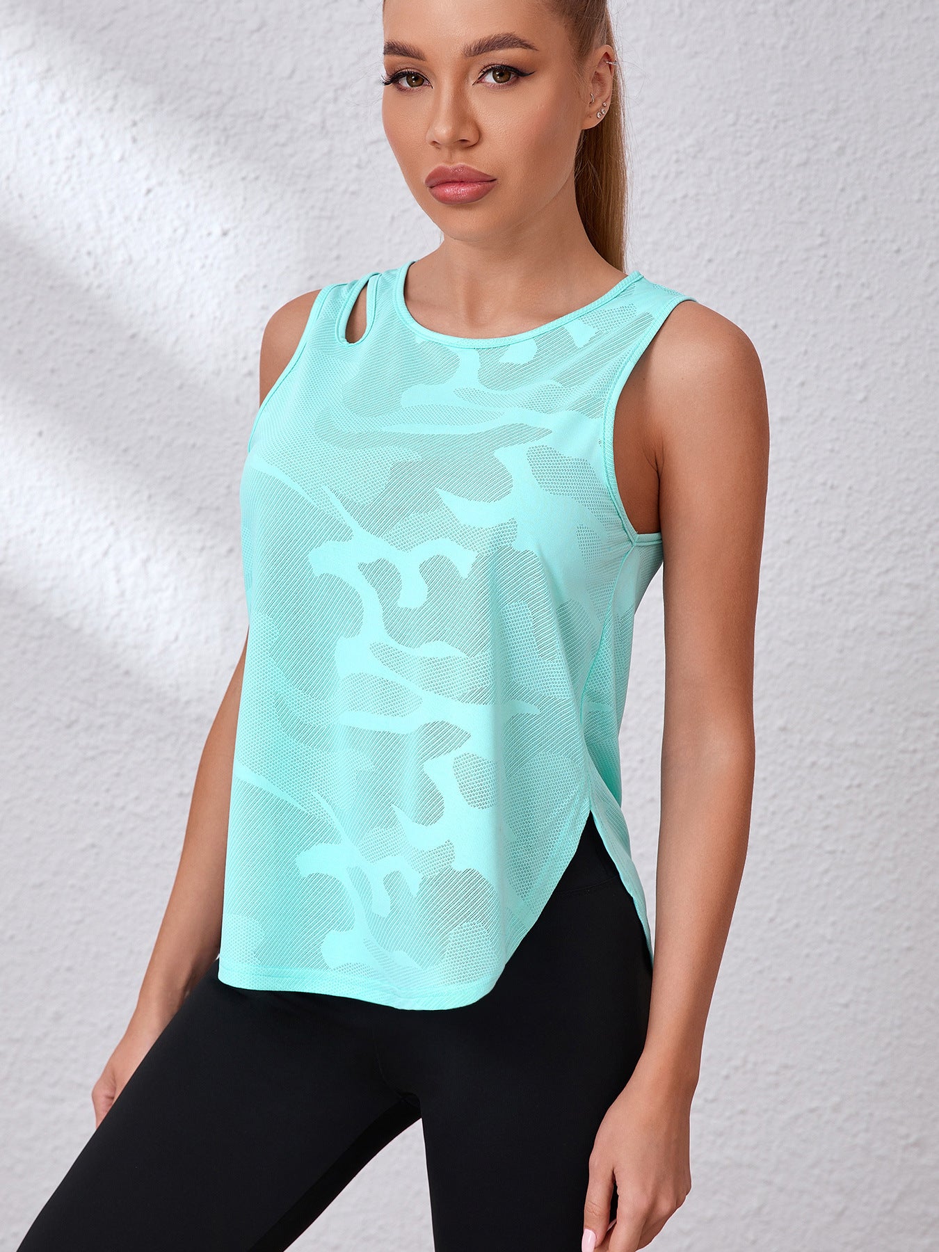 Pink Camo Sleeveless Pilates Workout Tank Top