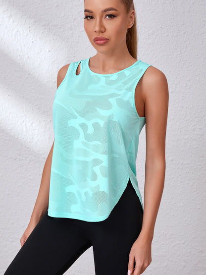 Pink Camo Sleeveless Pilates Workout Tank Top