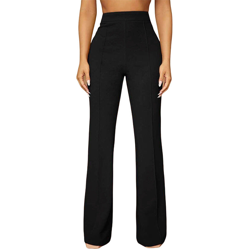 High Waist Straight Leg Pants | Women's Work Trousers