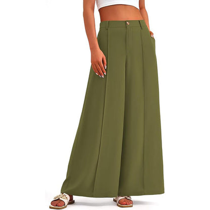 Women's High-Waisted Wide-Leg Palazzo Pants – Elegant Business Trousers