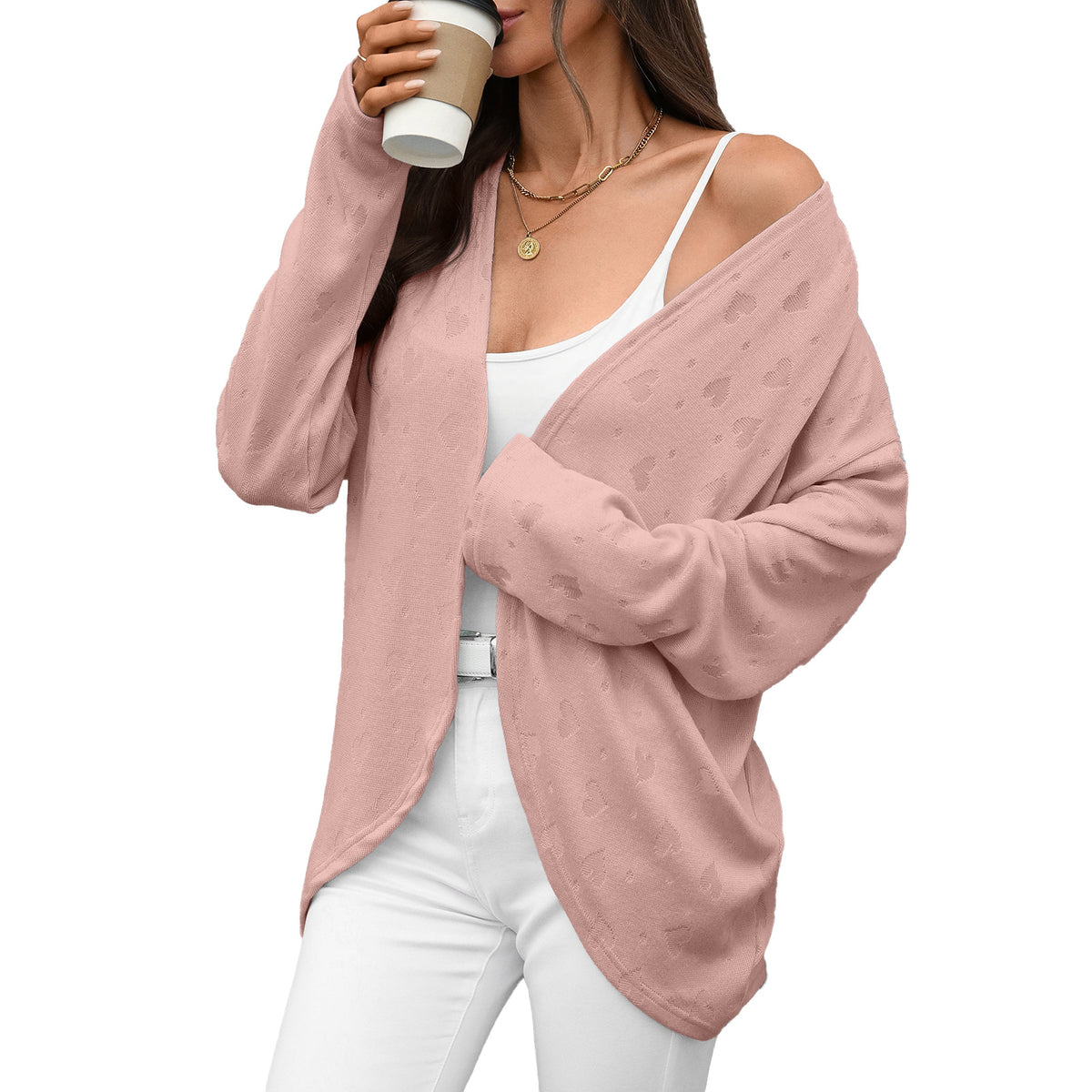 Women's Oversized Open Front Long Sleeve Knit Cardigan