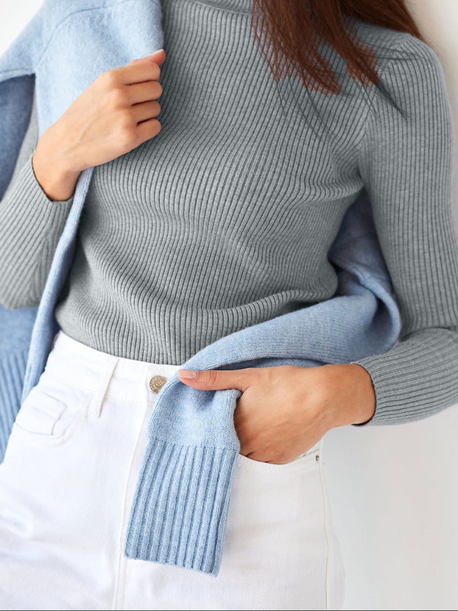 Women's Ribbed Turtleneck Sweater Lightweight Knit Top