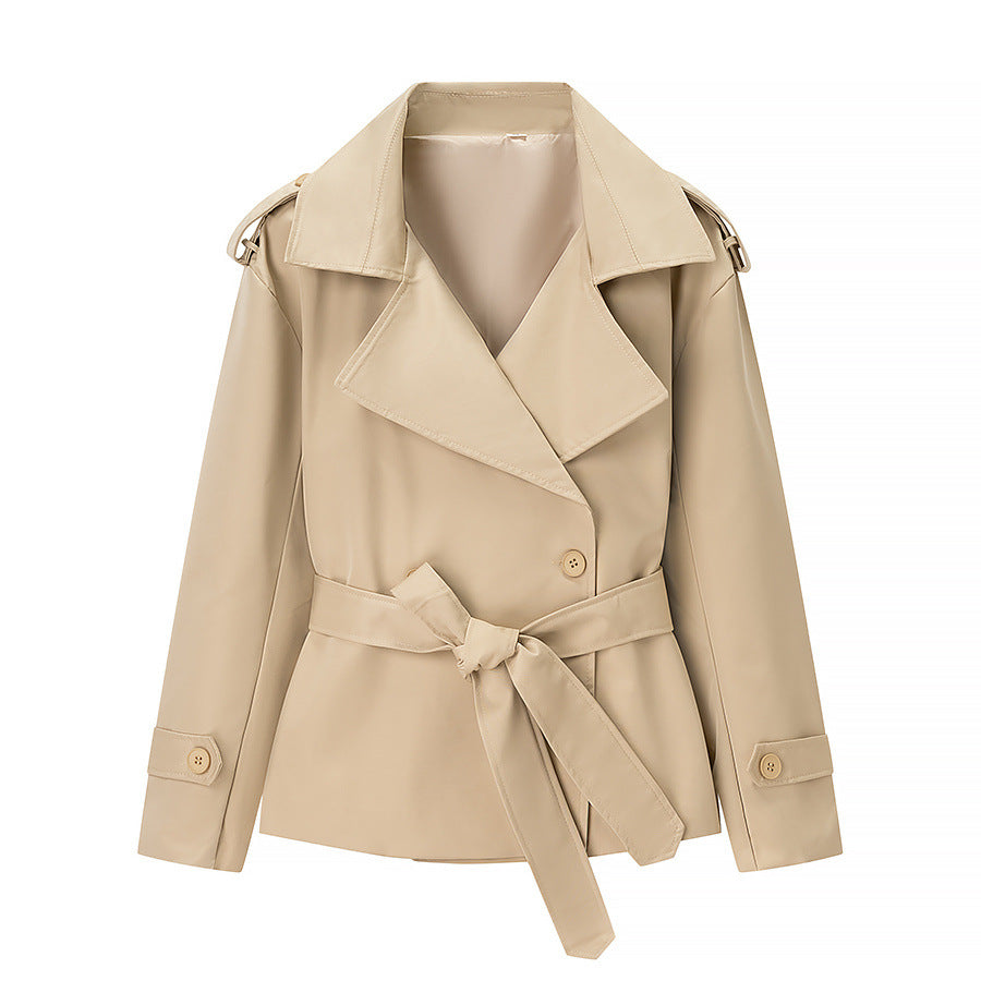 Women's Belted Cropped Lapel Jacket Blazer