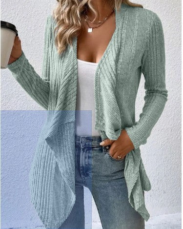 Women's Open Front High Low Cardigan Long Sleeve Knit