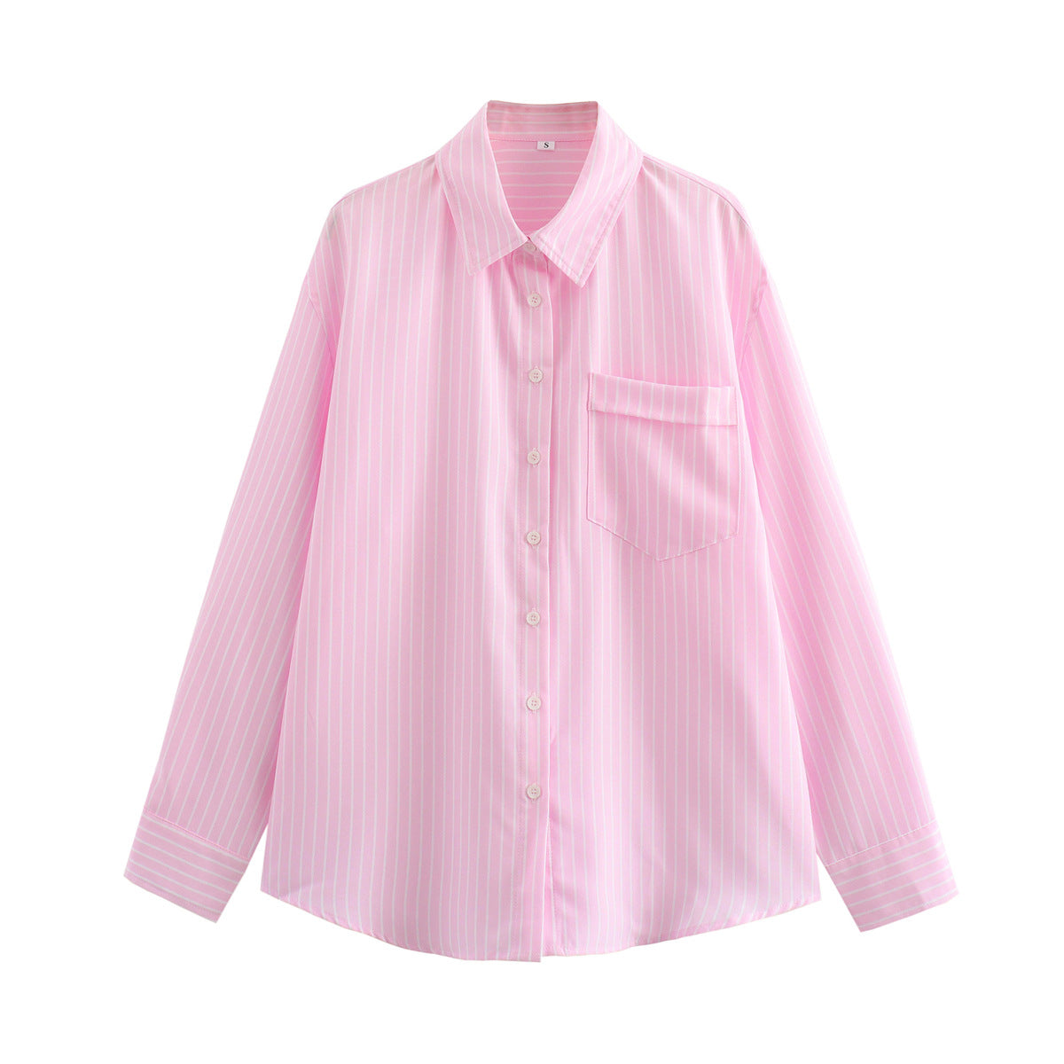 Women's Oversized Striped Button Up Pocket Shirt