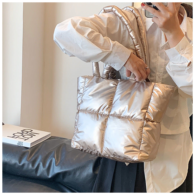 Light Down Cotton Padded Shoulder Padding Tote Bag