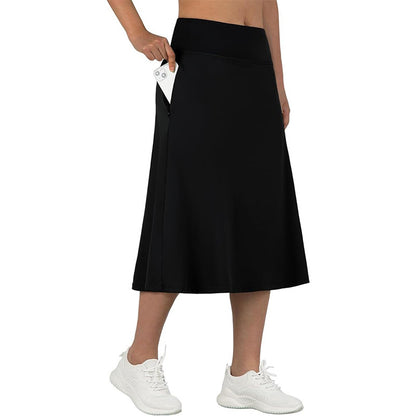 Women's High-Waisted A-Line Skirt with Pockets – Casual Sports Skirt