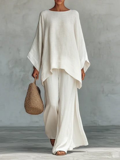 Women's Linen Wide Leg Pants Matching Set
