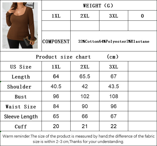 Women's Slim Slim Chicken Heart Neck Waffle Knit Long Sleeve T-Shirt