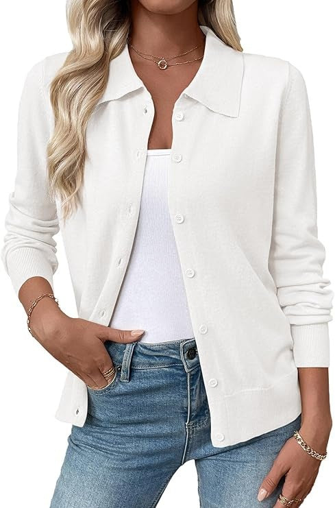 Women's Collared Button Down Fitted Knit Cardigan