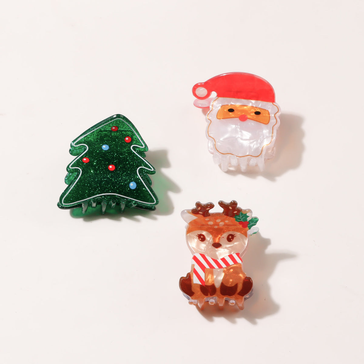 Christmas Hair Claw Clips Santa Reindeer Tree