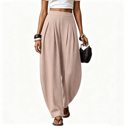 Women High Waisted Boho Linen Wide Leg Palazzo Pants